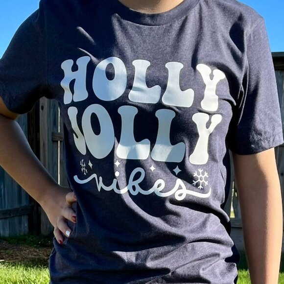 Bella Canvas Tops - Holly Jolly Vibes Shirt Holiday Shirt Bella Canvas Shirt Size M